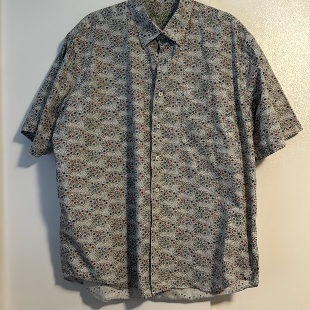 Alan Flusser Mens Colorful All Over Print Casual Button-Up Shirt XL